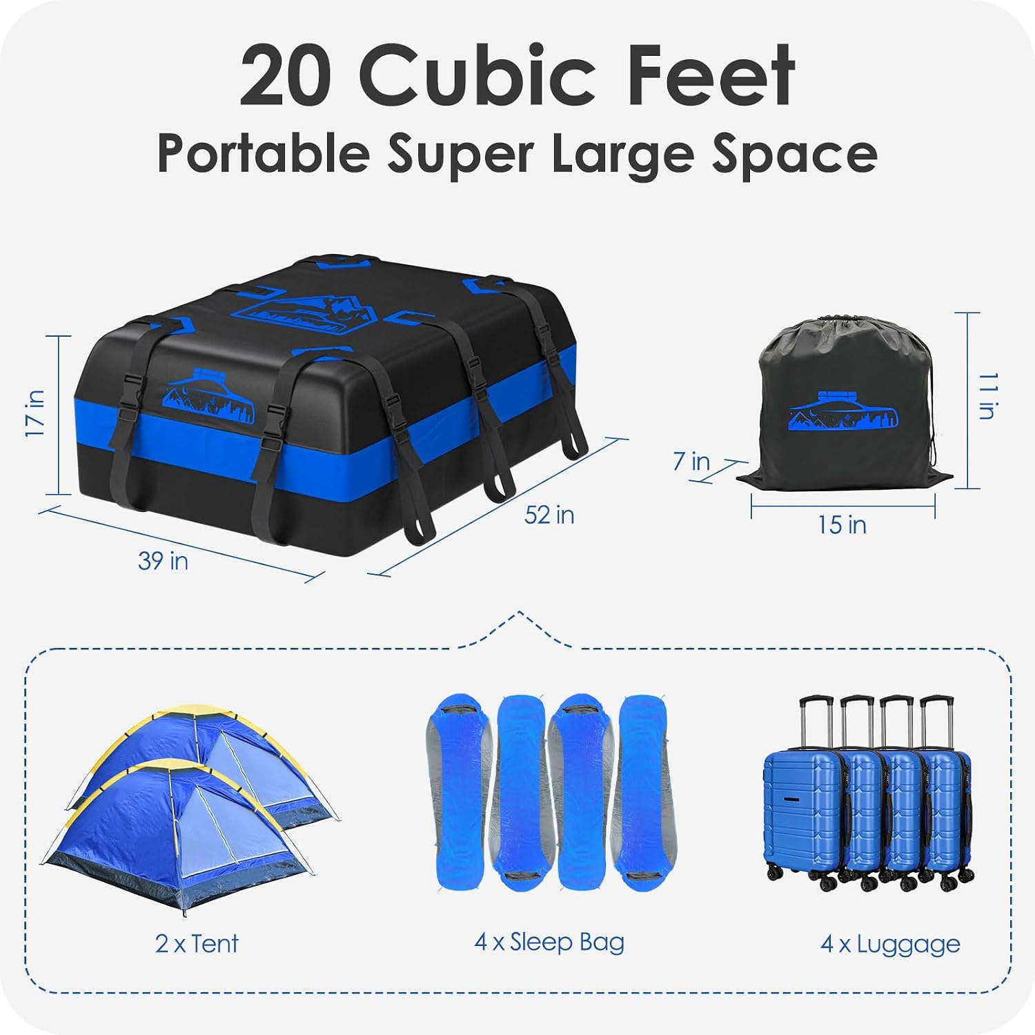 BOYUJK 20 Cu Ft Roof Bag (Blue, 566L): image 3