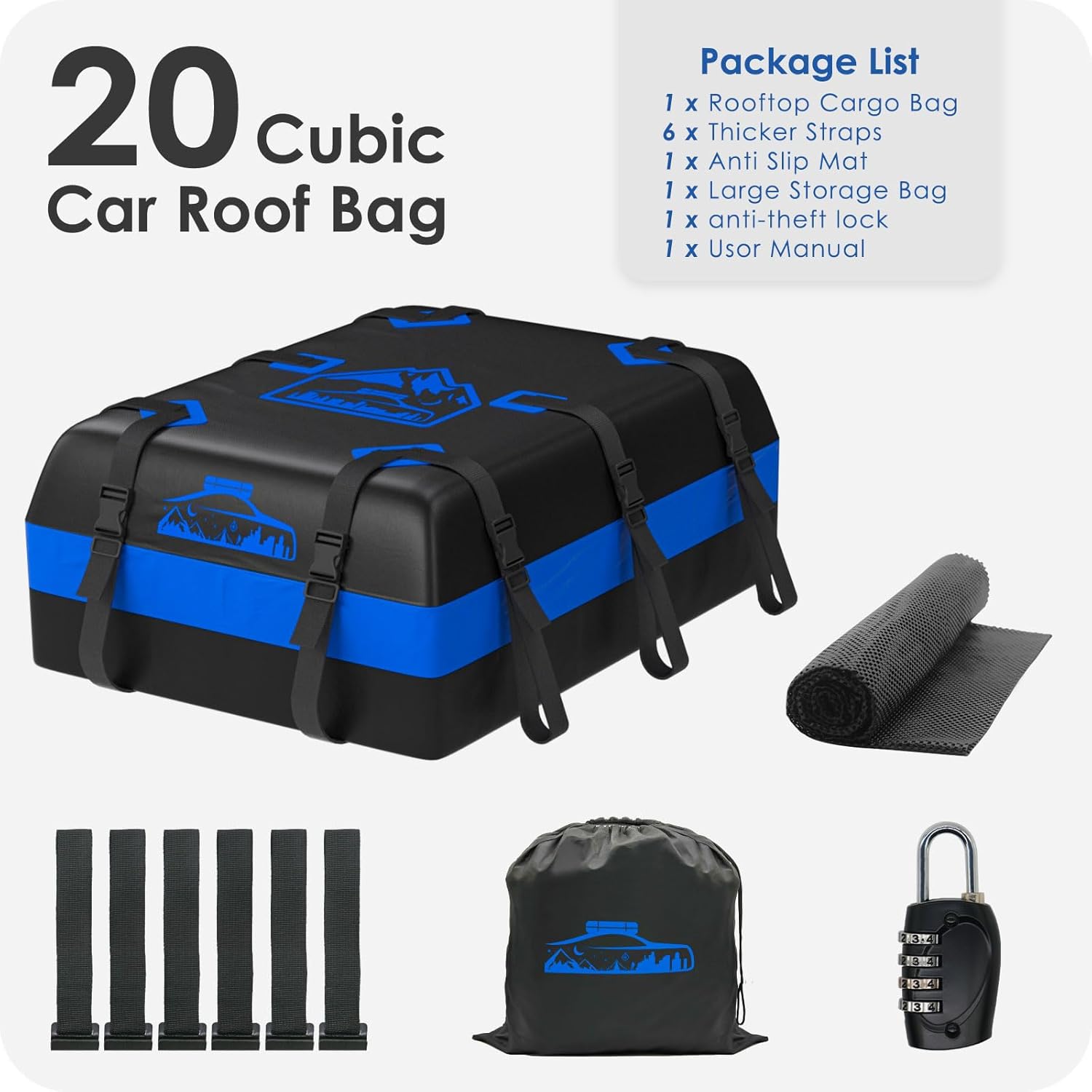 BOYUJK 20 Cu Ft Roof Bag (Blue, 566L): image 8