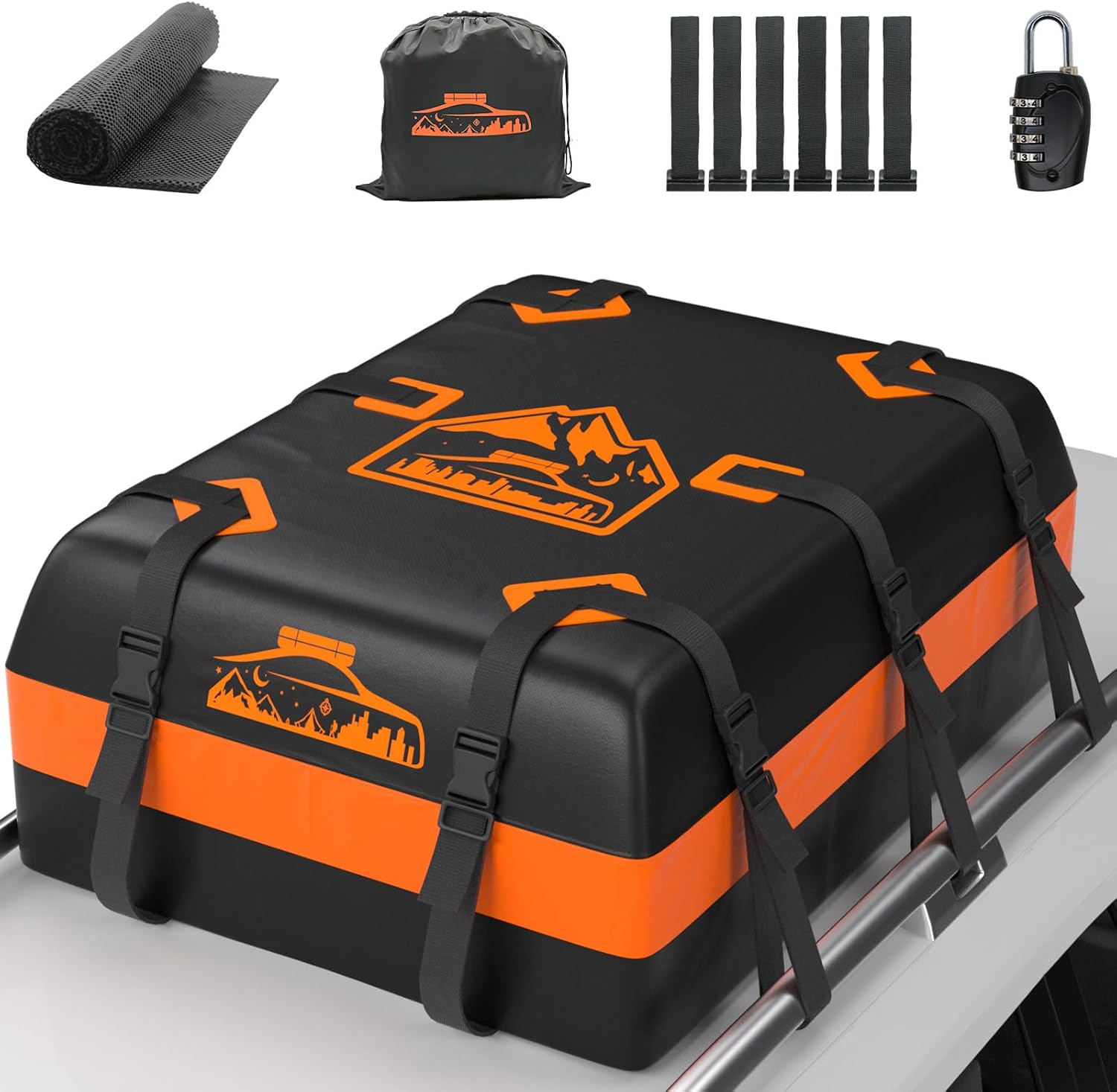 BOYUJK 20 Cu Ft Roof Bag (Orange, 566L)
