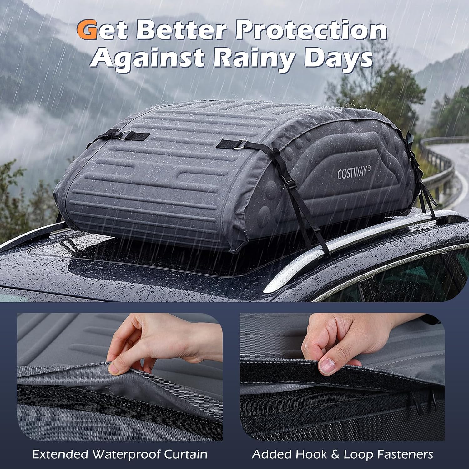 COSTWAY 14 Cu Ft Roof Bag (400L, Grey): image 3