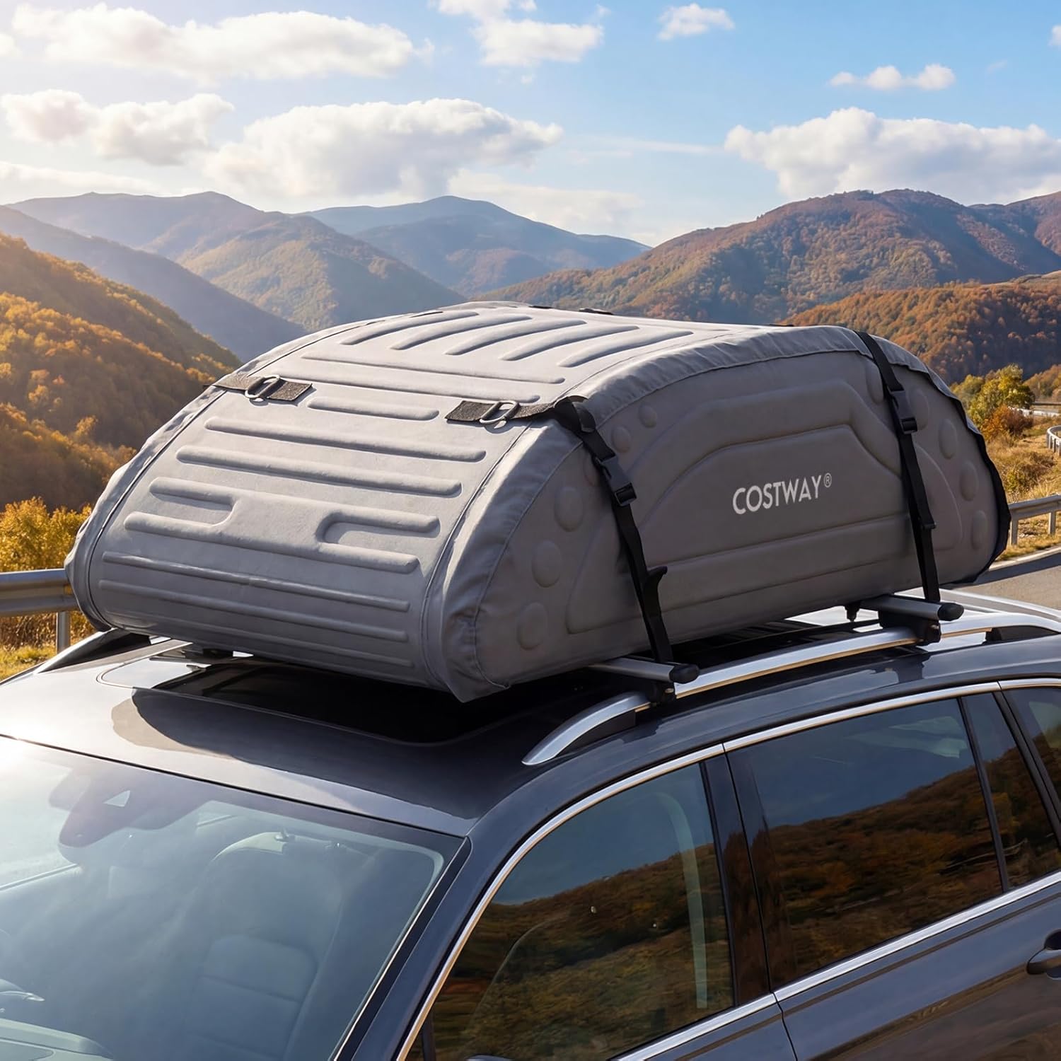 COSTWAY 14 Cu Ft Roof Bag (400L, Grey): image 8