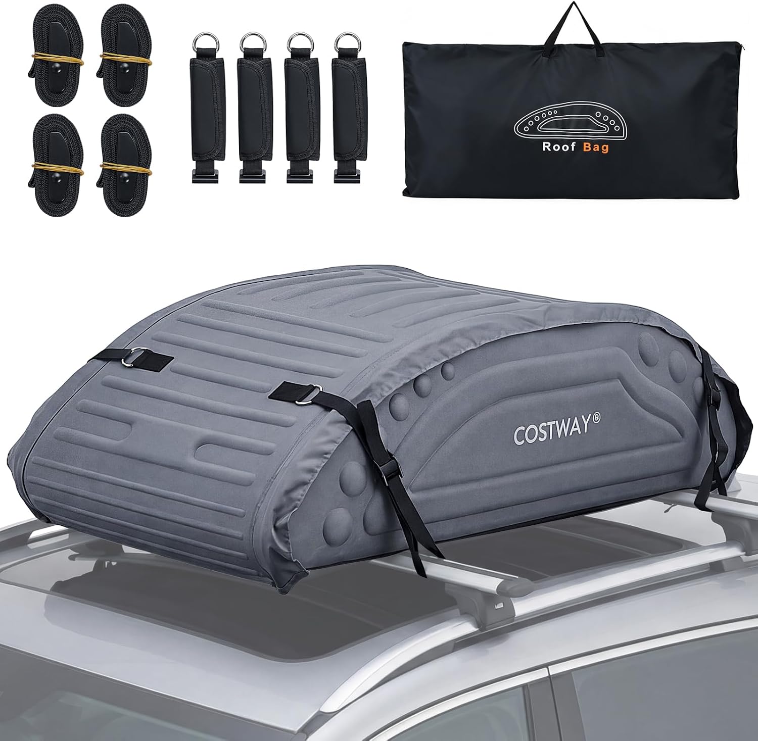 COSTWAY 14 Cu Ft Roof Bag (400L, Grey)