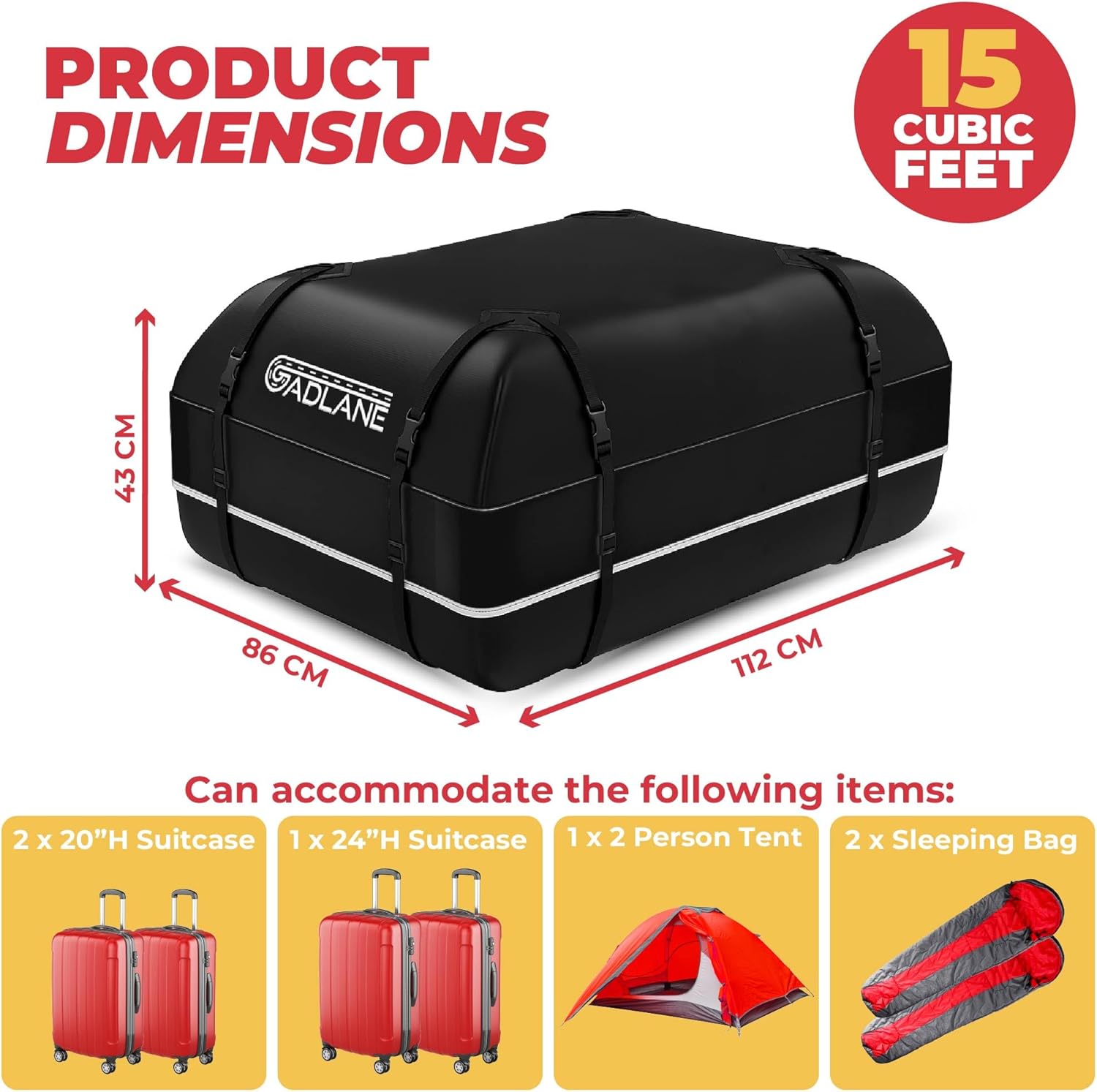 GADLANE 15 Cu Ft Roof Bag (Black): image 2