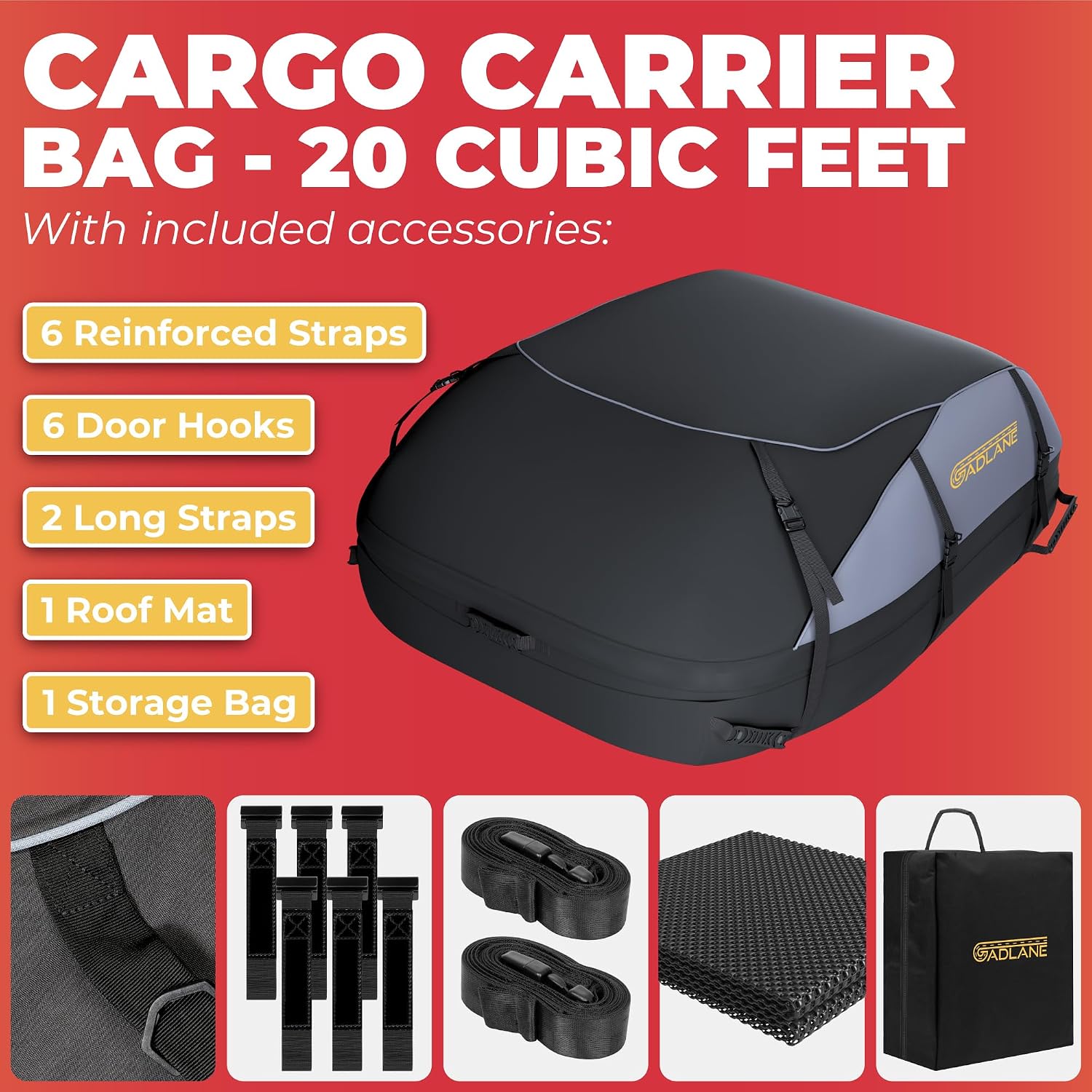 GADLANE 20 Cu Ft Roof Bag (Grey/Black, 550L): image 3