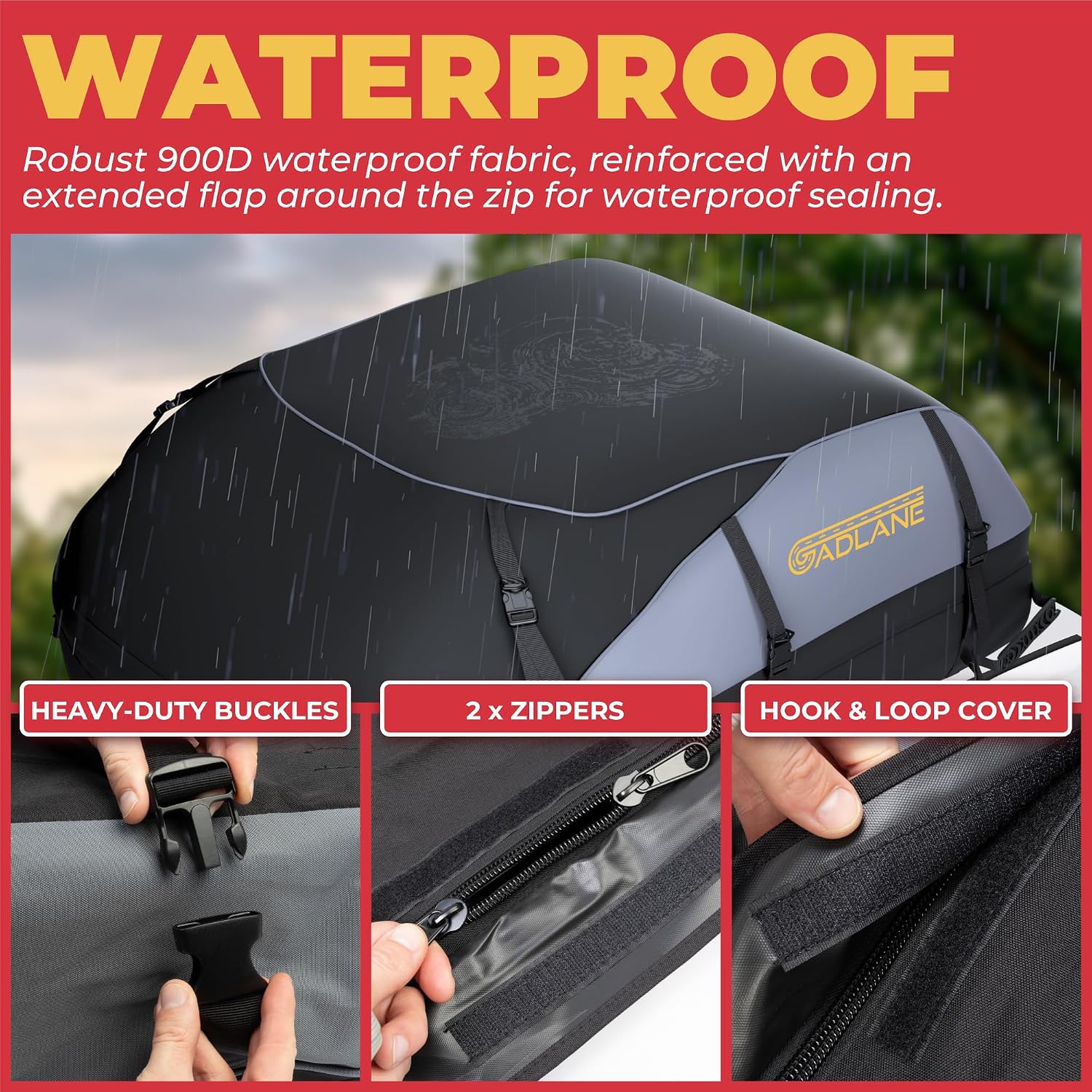 GADLANE 20 Cu Ft Roof Bag (Grey/Black, 550L): image 4