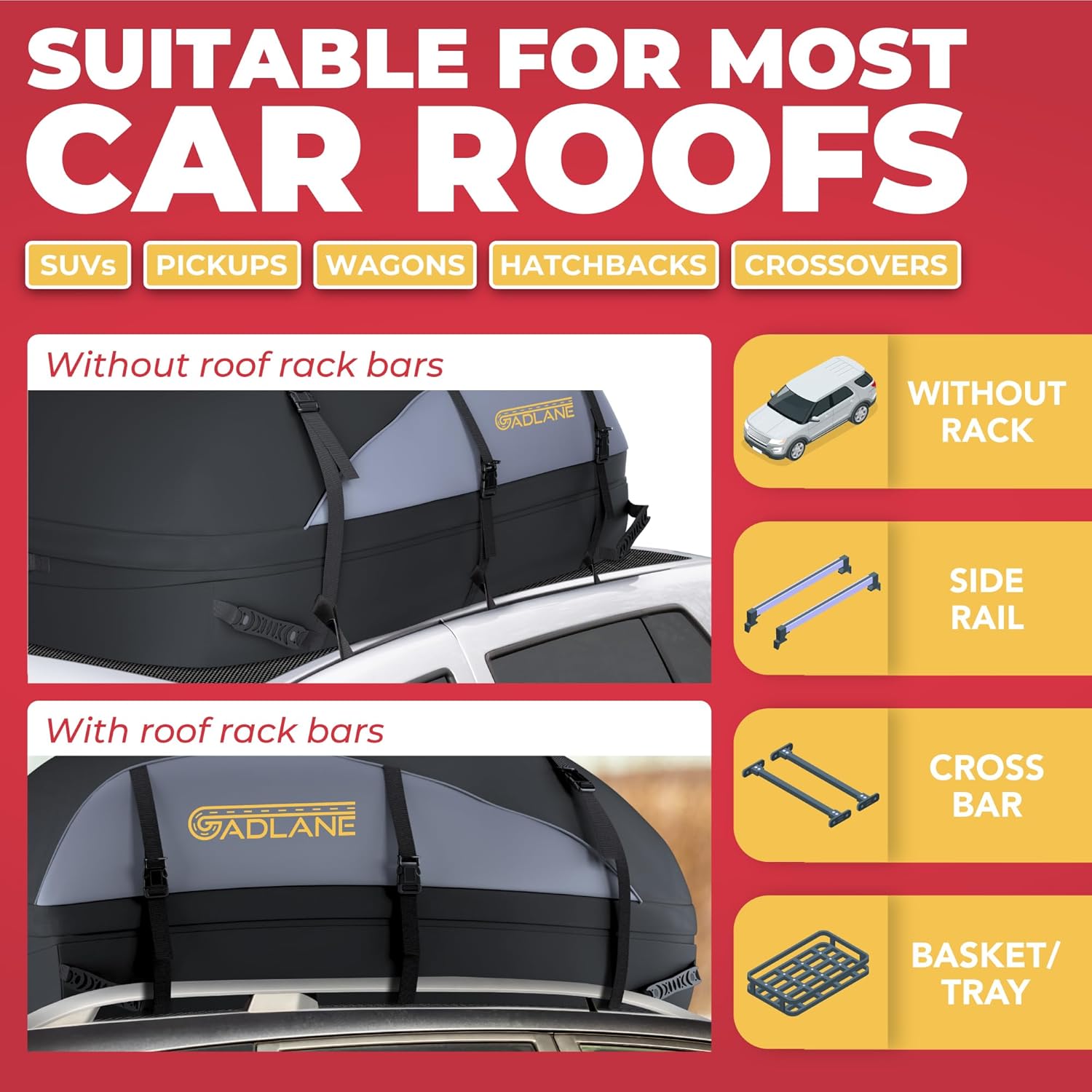 GADLANE 20 Cu Ft Roof Bag (Grey/Black, 550L): image 5