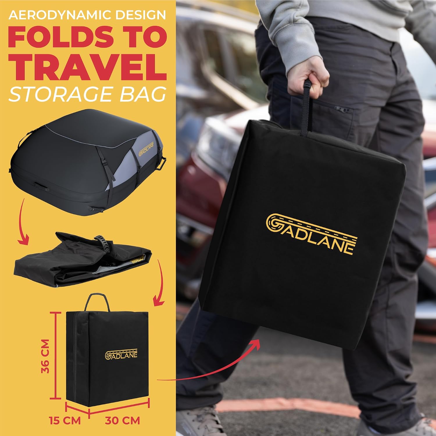 GADLANE 20 Cu Ft Roof Bag (Grey/Black, 550L): image 7