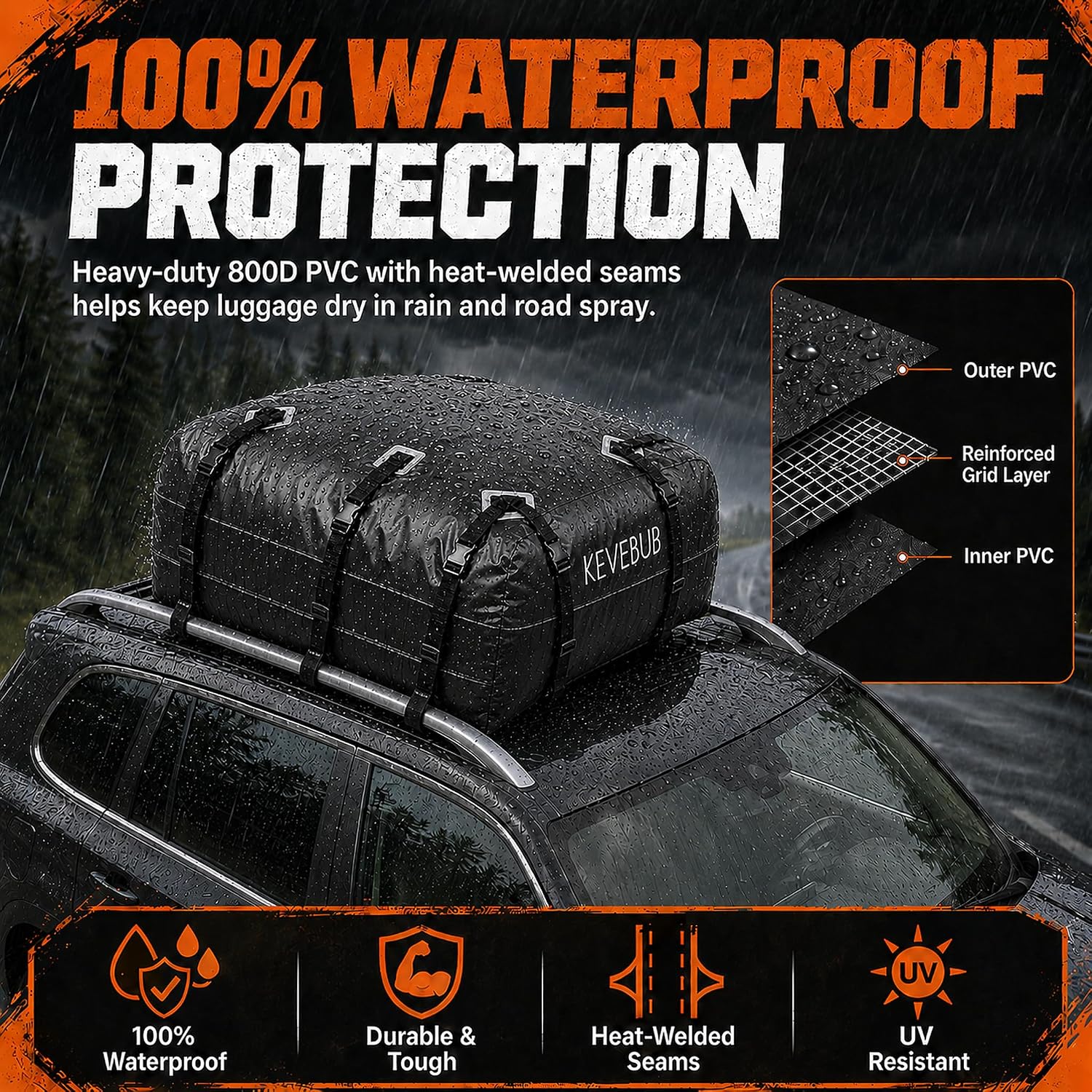 KEVEBUB 21 Cu Ft Roof Box (600L): image 2