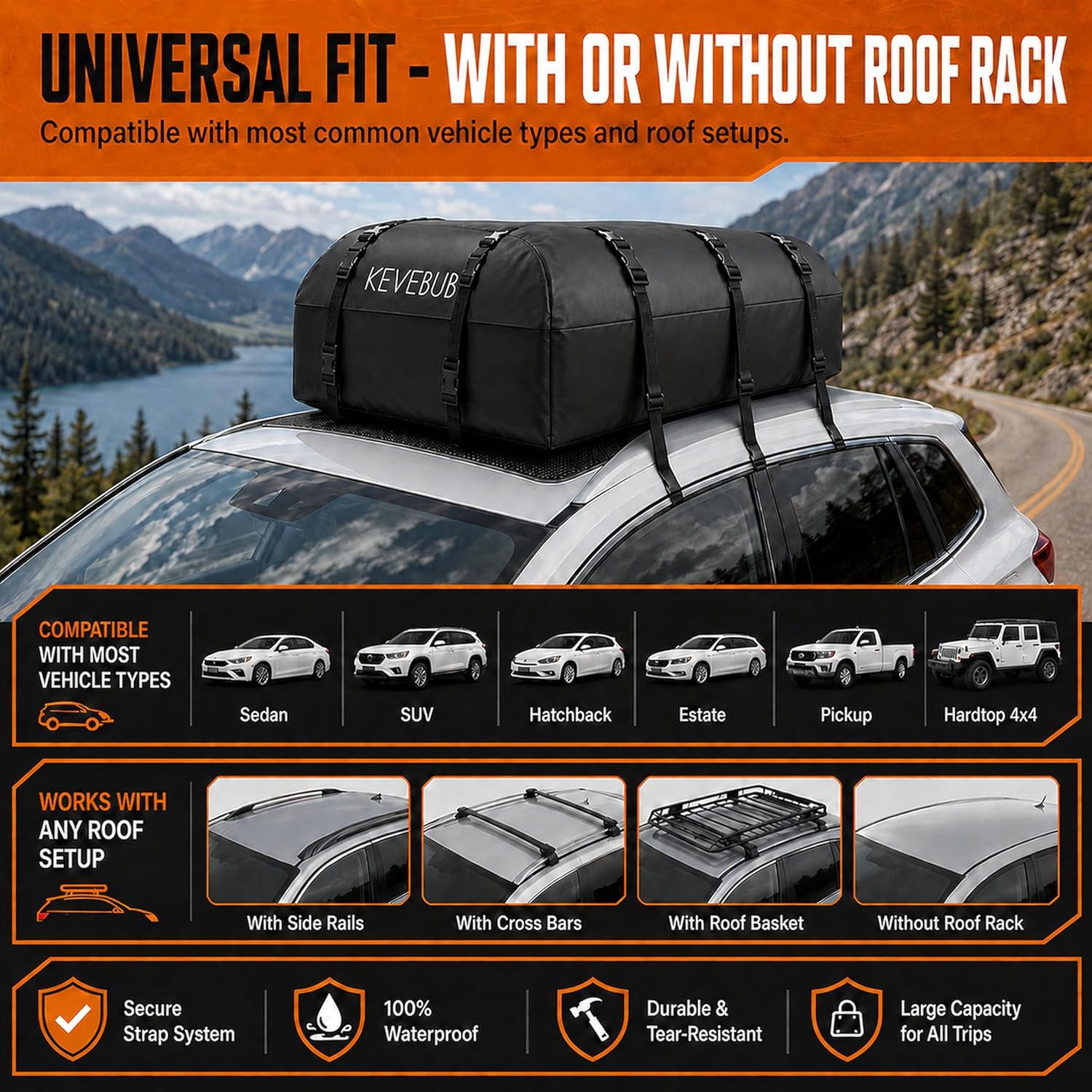KEVEBUB 21 Cu Ft Roof Box (600L): image 3