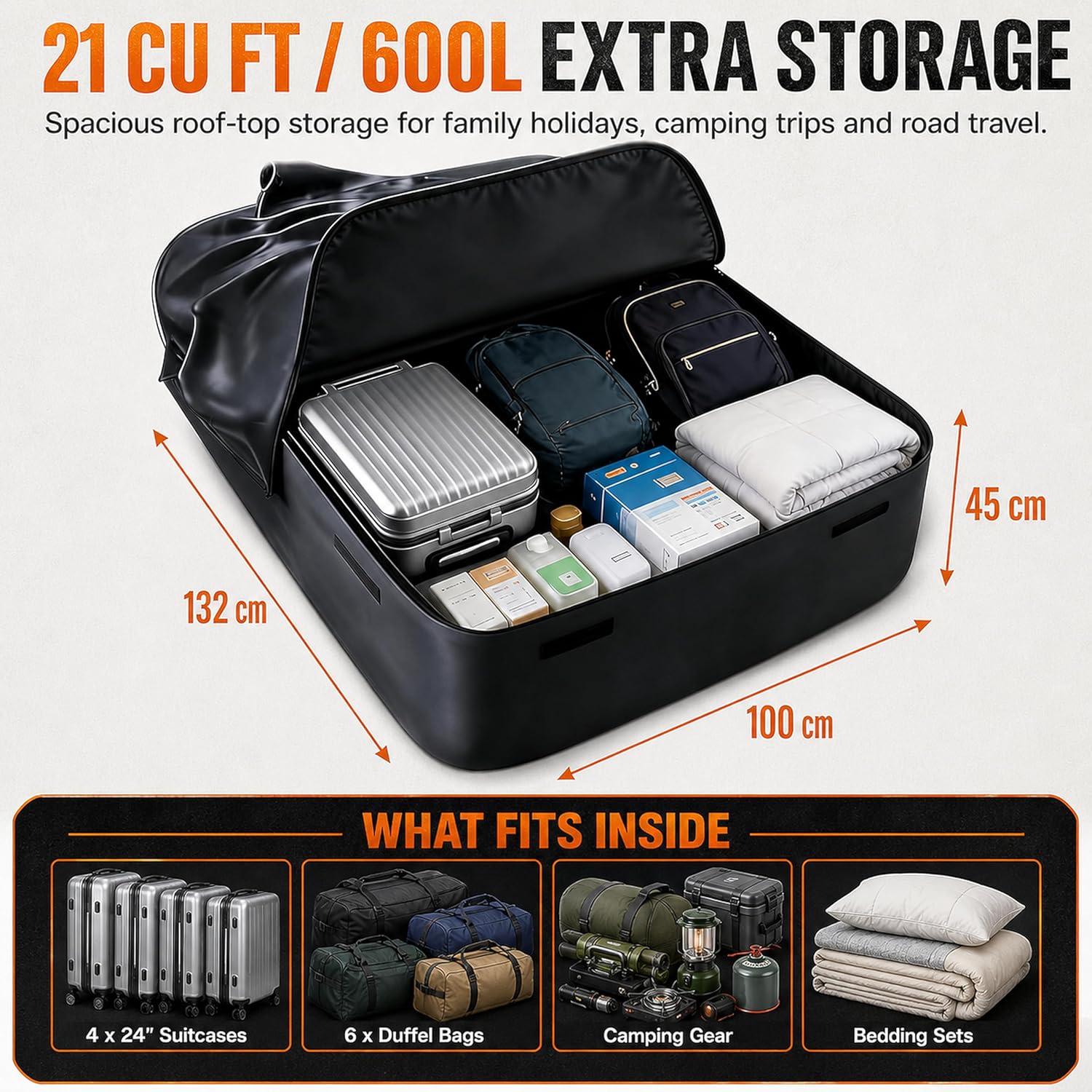 KEVEBUB 21 Cu Ft Roof Box (600L): image 4