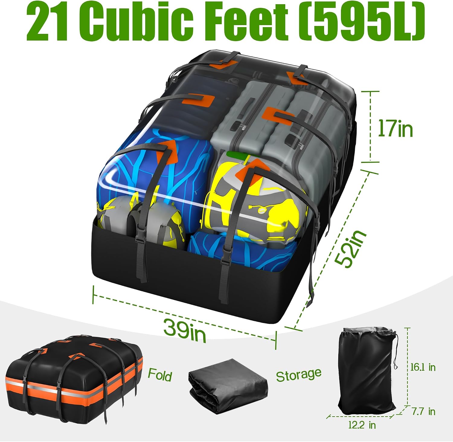 Signstek 21 Cu Ft Waterproof Roof Cargo Carrier: image 2