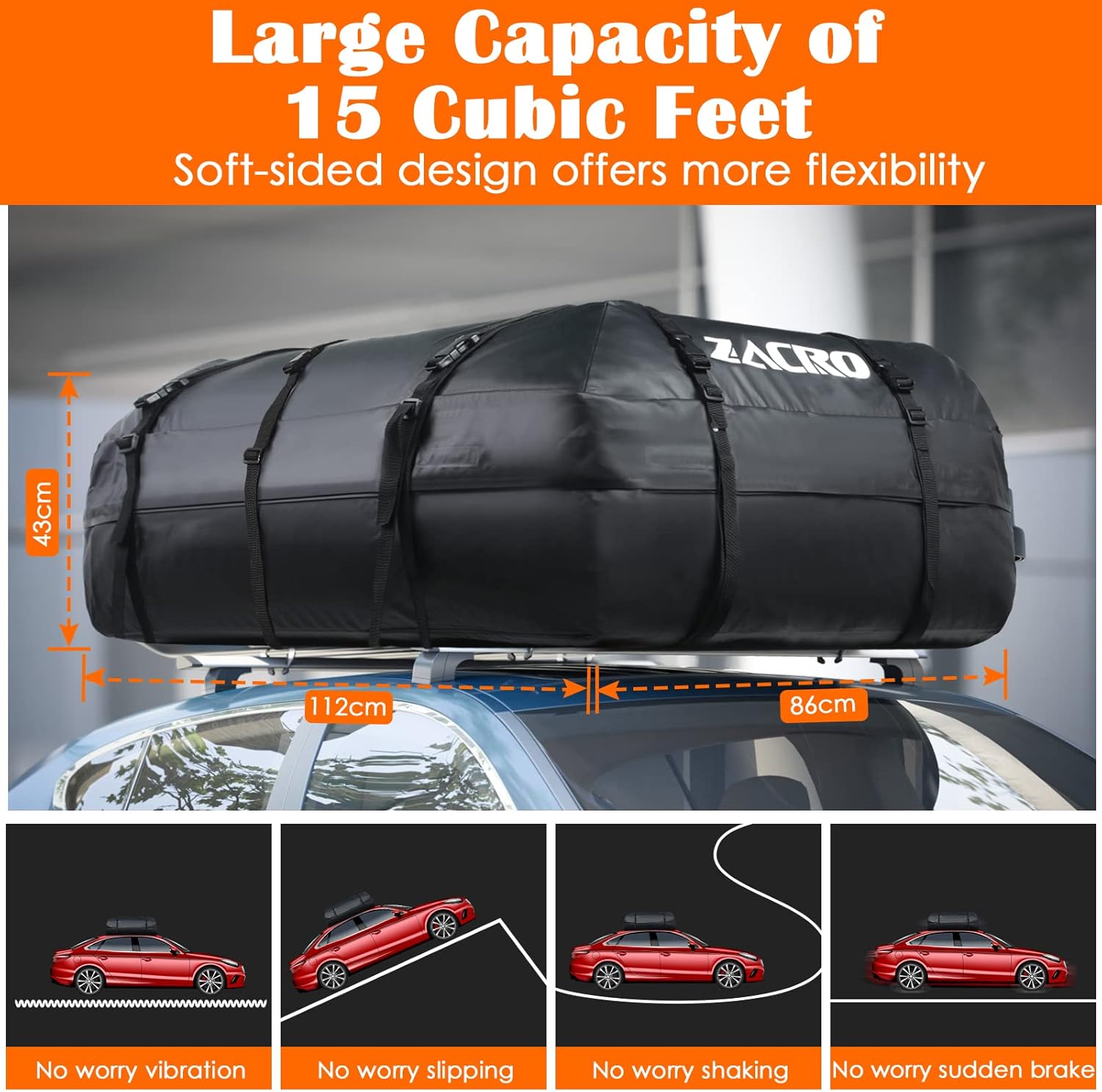 Zacro 15 Cu Ft Waterproof Roof Bag: image 2